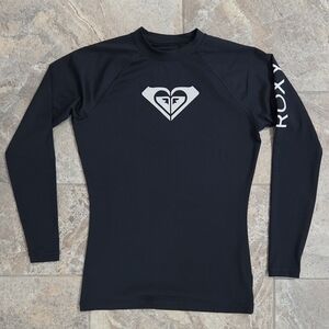 Roxy Black Long Sleeve Rash Guard Women L Ocean Sports